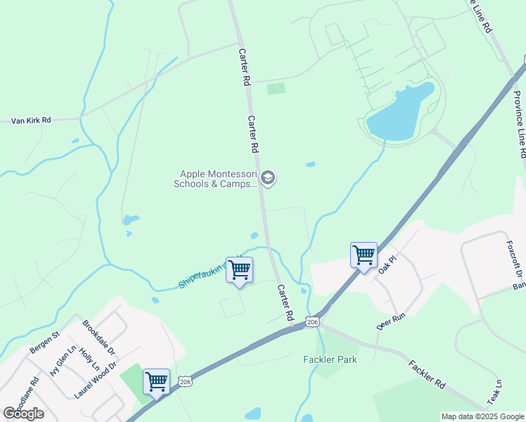 map of restaurants, bars, coffee shops, grocery stores, and more near 45 Carter Road in Princeton