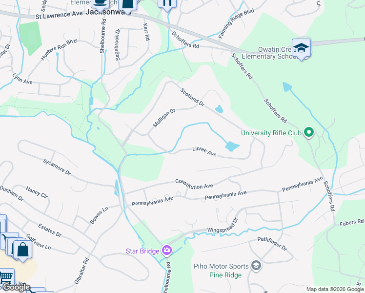 map of restaurants, bars, coffee shops, grocery stores, and more near 38 Linree Avenue in Reading