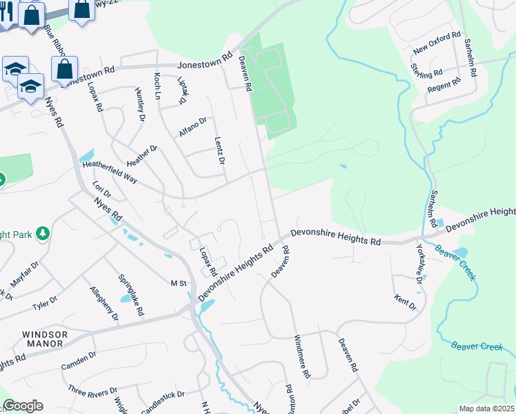 map of restaurants, bars, coffee shops, grocery stores, and more near 287 Mindy Drive in Paxtonia