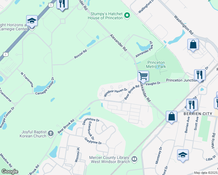 map of restaurants, bars, coffee shops, grocery stores, and more near 83 West Shrewsbury Place in Princeton