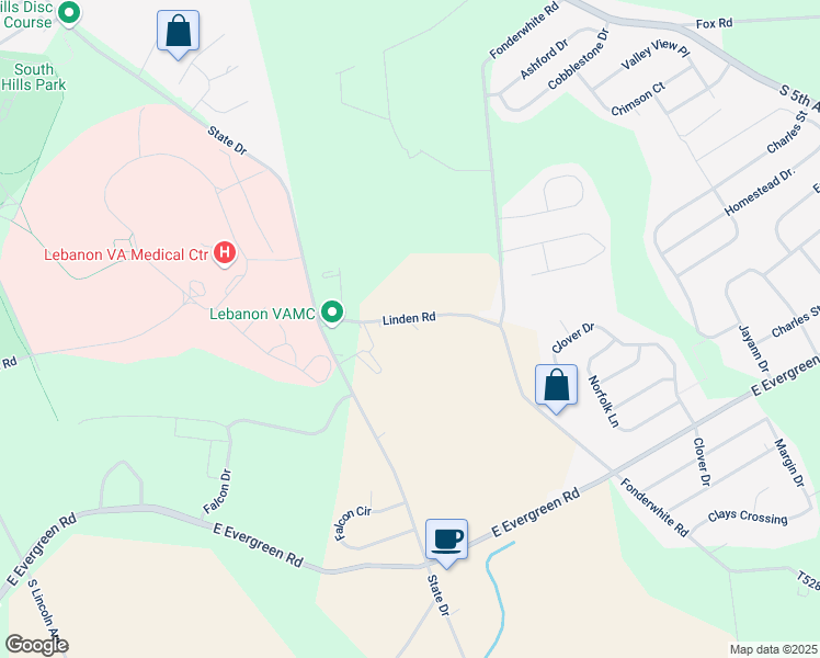 map of restaurants, bars, coffee shops, grocery stores, and more near 12 Linden Road in Lebanon