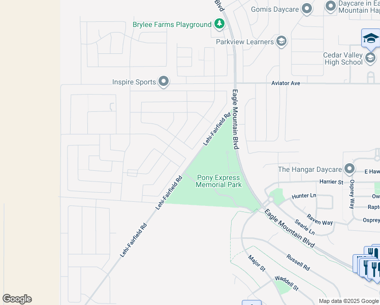 map of restaurants, bars, coffee shops, grocery stores, and more near 557 East Gilbert Peak Way in Eagle Mountain