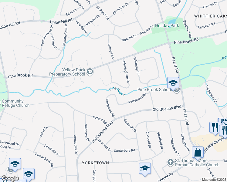 map of restaurants, bars, coffee shops, grocery stores, and more near 23 Tarrytown Road in Manalapan Township