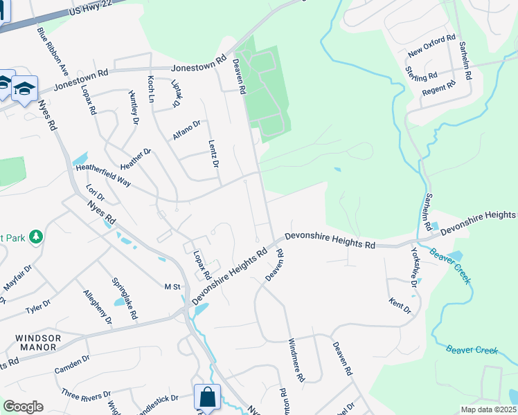 map of restaurants, bars, coffee shops, grocery stores, and more near 287 Mindy Drive in Paxtonia