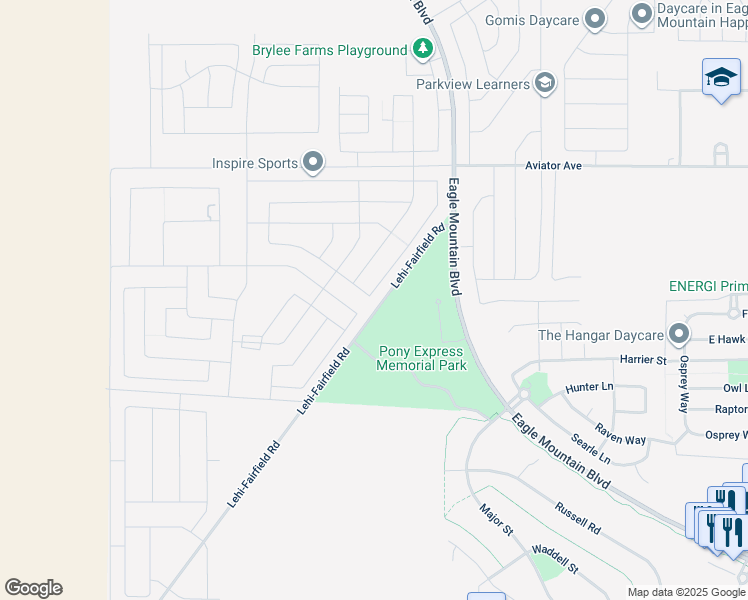 map of restaurants, bars, coffee shops, grocery stores, and more near 4700 North Mount Waas Drive in Eagle Mountain