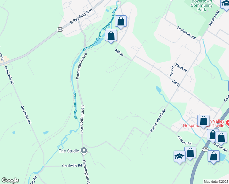 map of restaurants, bars, coffee shops, grocery stores, and more near 9 Furnace Hill Road in Boyertown