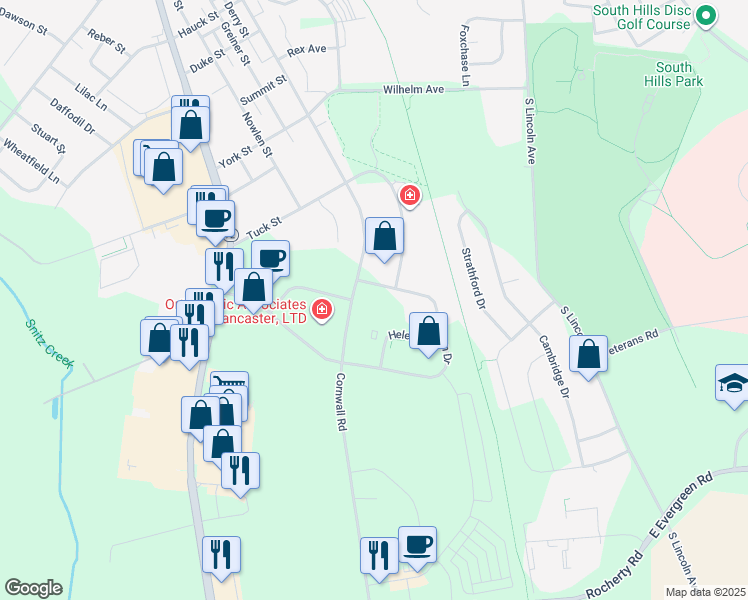 map of restaurants, bars, coffee shops, grocery stores, and more near 860 Norman Drive in Lebanon