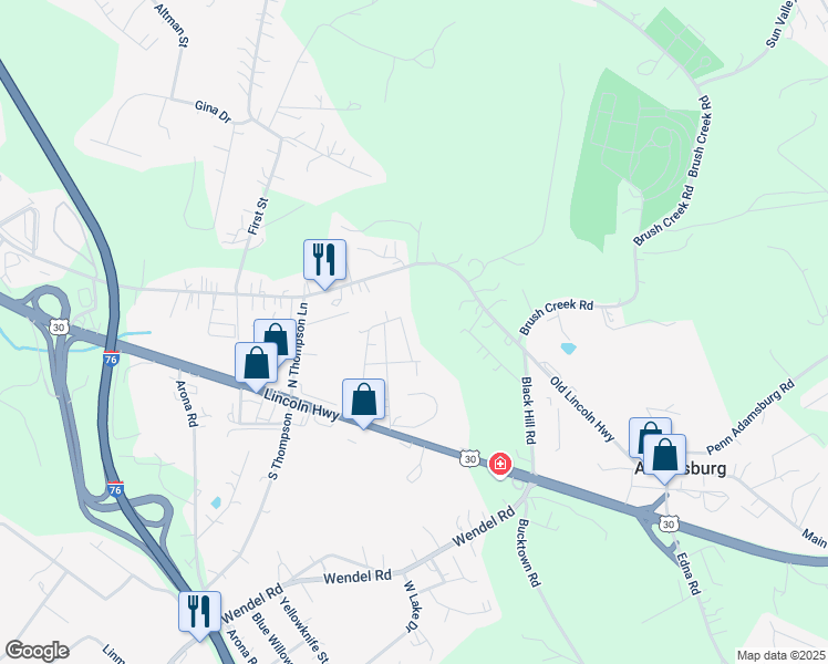 map of restaurants, bars, coffee shops, grocery stores, and more near 191 Everest Drive in North Huntingdon