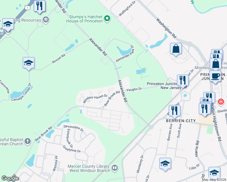 map of restaurants, bars, coffee shops, grocery stores, and more near 25 Halstead Place in Princeton