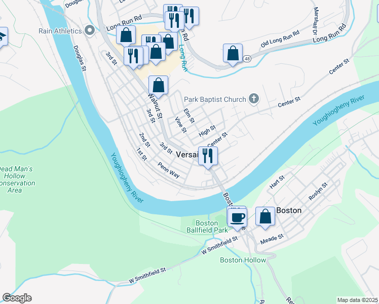 map of restaurants, bars, coffee shops, grocery stores, and more near in Versailles