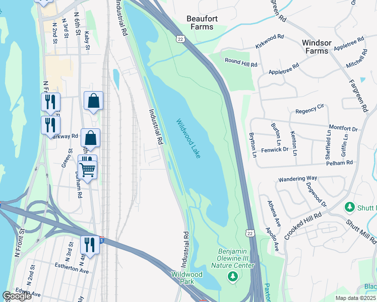 map of restaurants, bars, coffee shops, grocery stores, and more near 2625 Ailanthus Lane in Harrisburg