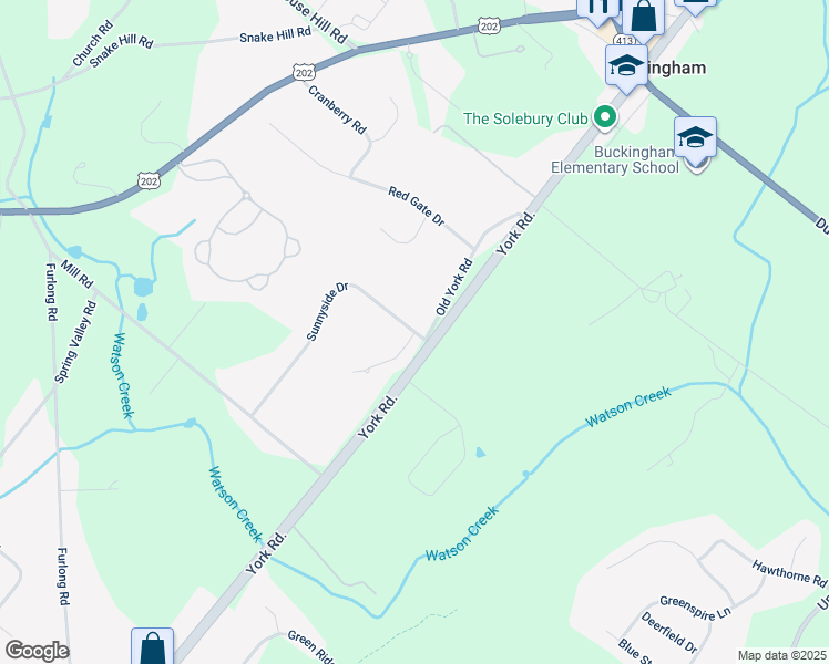 map of restaurants, bars, coffee shops, grocery stores, and more near 5482 York Drive in Doylestown