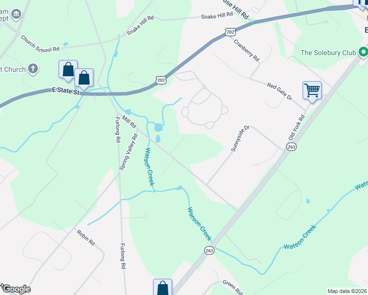 map of restaurants, bars, coffee shops, grocery stores, and more near 2723 Mill Road in Doylestown