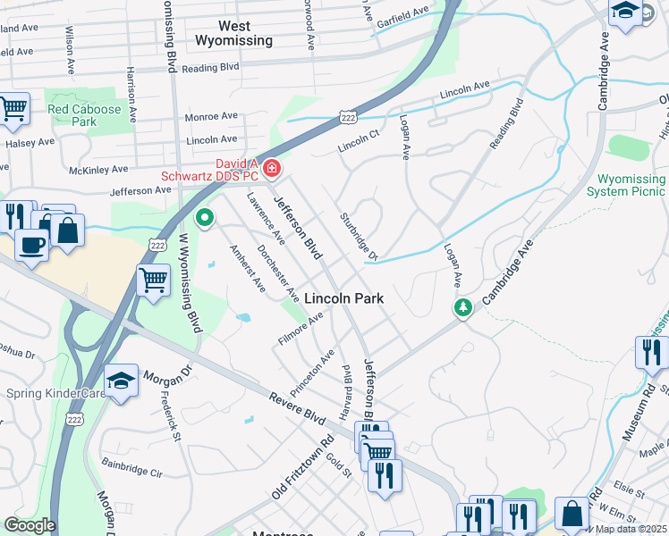 map of restaurants, bars, coffee shops, grocery stores, and more near in Lincoln Park