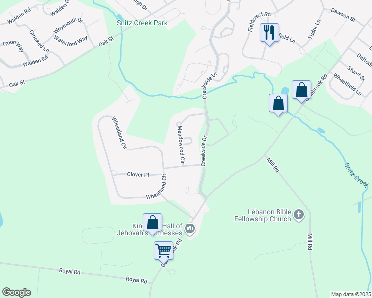 map of restaurants, bars, coffee shops, grocery stores, and more near 922 Cross Creek Court in Lebanon