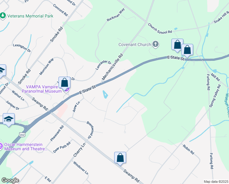 map of restaurants, bars, coffee shops, grocery stores, and more near 3820 Buckingham Drive in Doylestown
