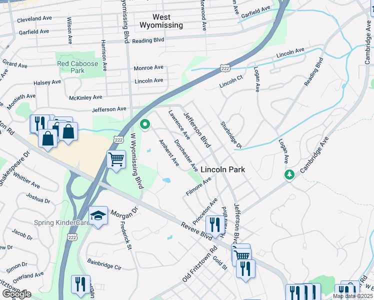 map of restaurants, bars, coffee shops, grocery stores, and more near 506 Dorchester Avenue in West Lawn