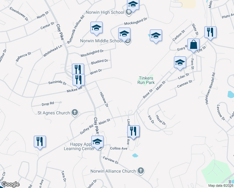 map of restaurants, bars, coffee shops, grocery stores, and more near 10992 Glenn Drive in North Huntingdon