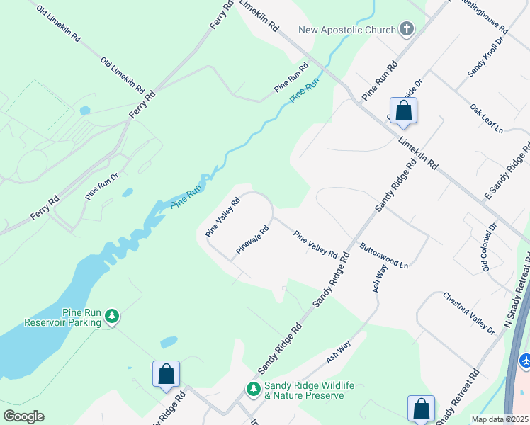 map of restaurants, bars, coffee shops, grocery stores, and more near 59 Pine Valley Road in Doylestown