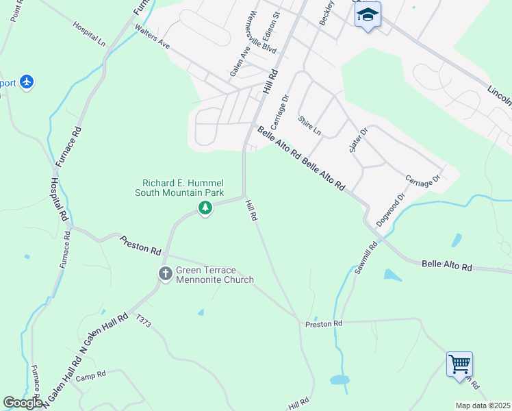 map of restaurants, bars, coffee shops, grocery stores, and more near 809 Hill Road in Wernersville