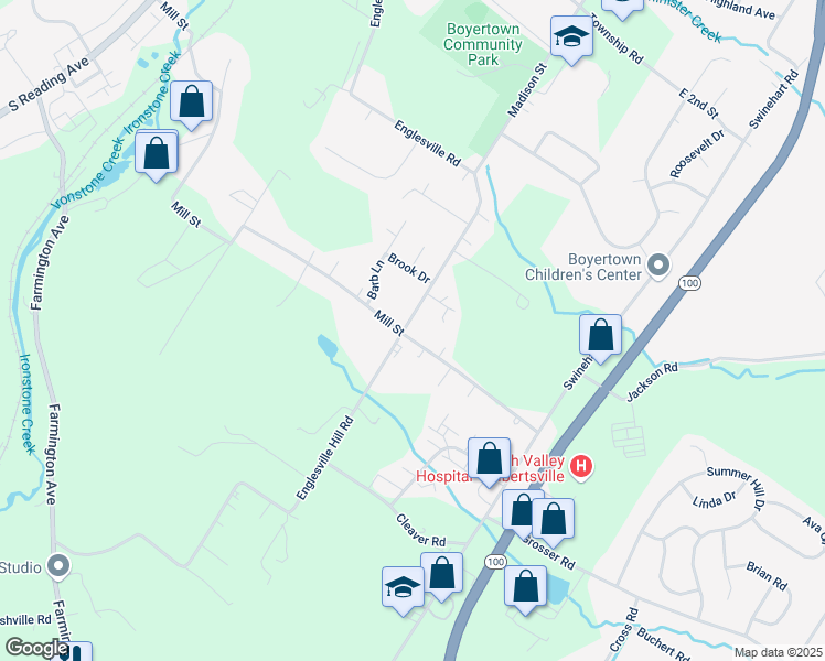 map of restaurants, bars, coffee shops, grocery stores, and more near 698 Englesville Road in Boyertown