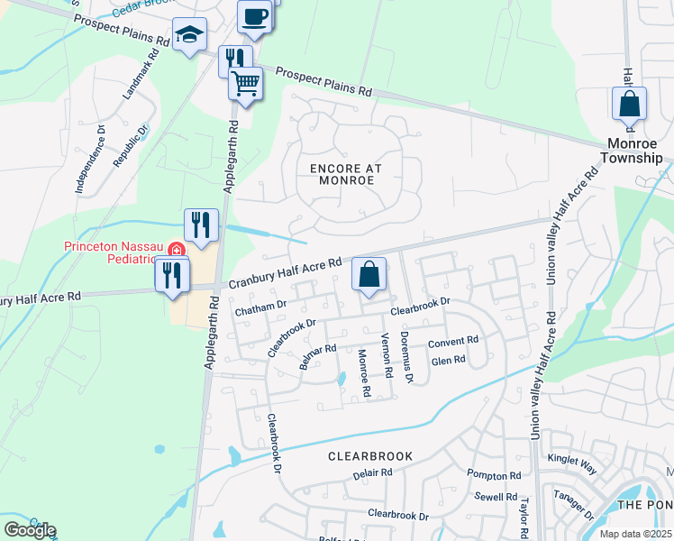 map of restaurants, bars, coffee shops, grocery stores, and more near 148C Maclura Plaza in Monroe Township