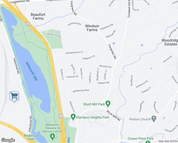 map of restaurants, bars, coffee shops, grocery stores, and more near 1406 Harcourt Drive in Harrisburg