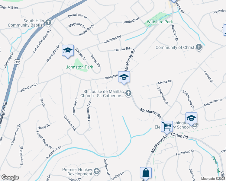 map of restaurants, bars, coffee shops, grocery stores, and more near 2411 Willowbrook Road in Pittsburgh