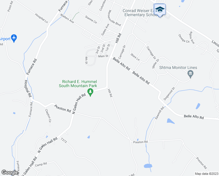 map of restaurants, bars, coffee shops, grocery stores, and more near 709 Hill Road in Wernersville