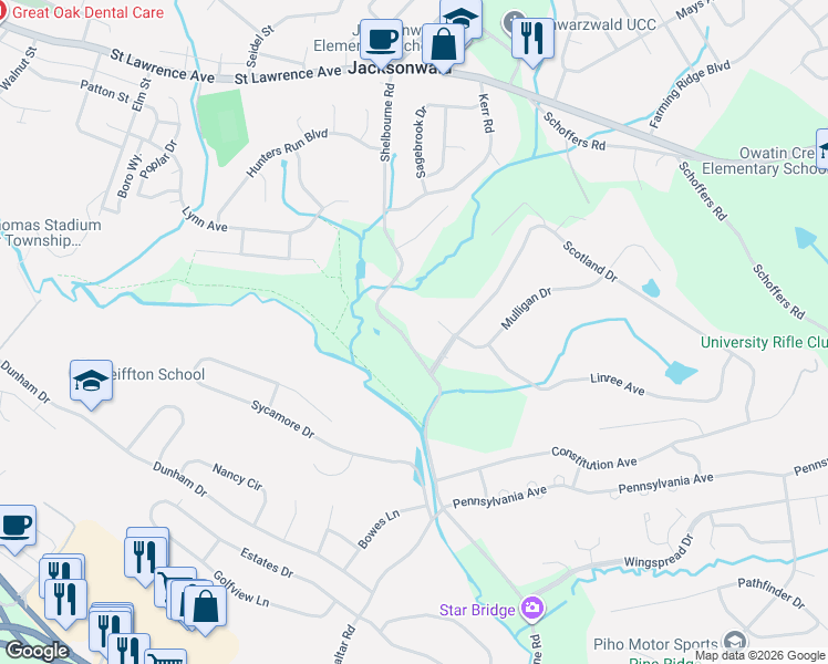 map of restaurants, bars, coffee shops, grocery stores, and more near 921 Shelbourne Road in Reading