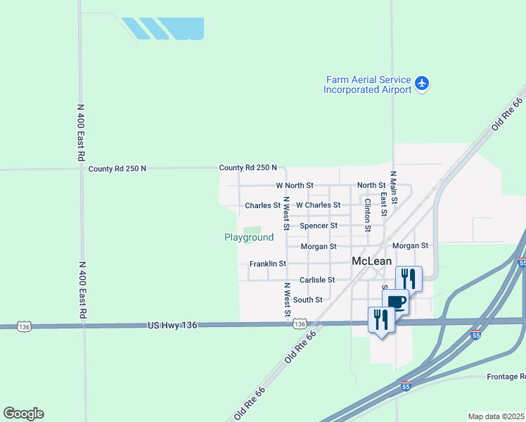 map of restaurants, bars, coffee shops, grocery stores, and more near 419 West Charles Street in McLean