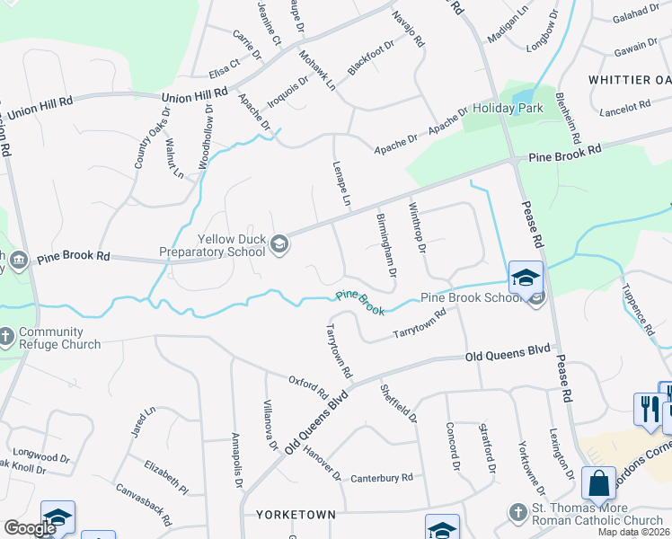map of restaurants, bars, coffee shops, grocery stores, and more near 10 Portsmouth Road in Manalapan Township