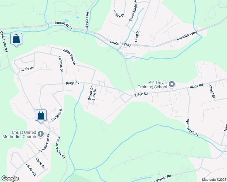 map of restaurants, bars, coffee shops, grocery stores, and more near 13640 Ridge Road in Irwin