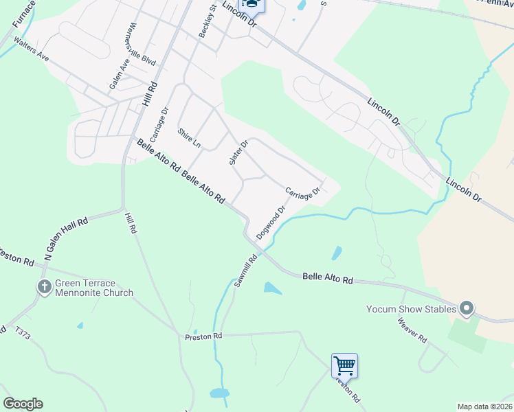 map of restaurants, bars, coffee shops, grocery stores, and more near 229 Belle Alto Road in Wernersville