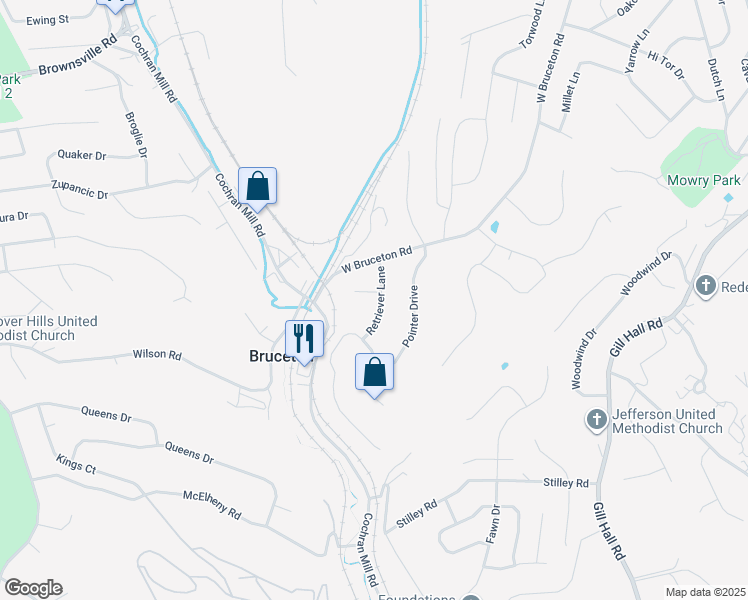 map of restaurants, bars, coffee shops, grocery stores, and more near 11 Beagle Court in Clairton