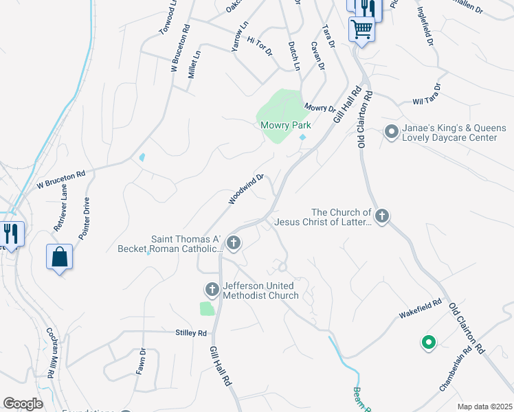 map of restaurants, bars, coffee shops, grocery stores, and more near 6024 Claire Valley Ct in Clairton