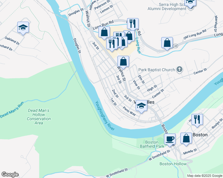 map of restaurants, bars, coffee shops, grocery stores, and more near 4708 2nd Street in McKeesport