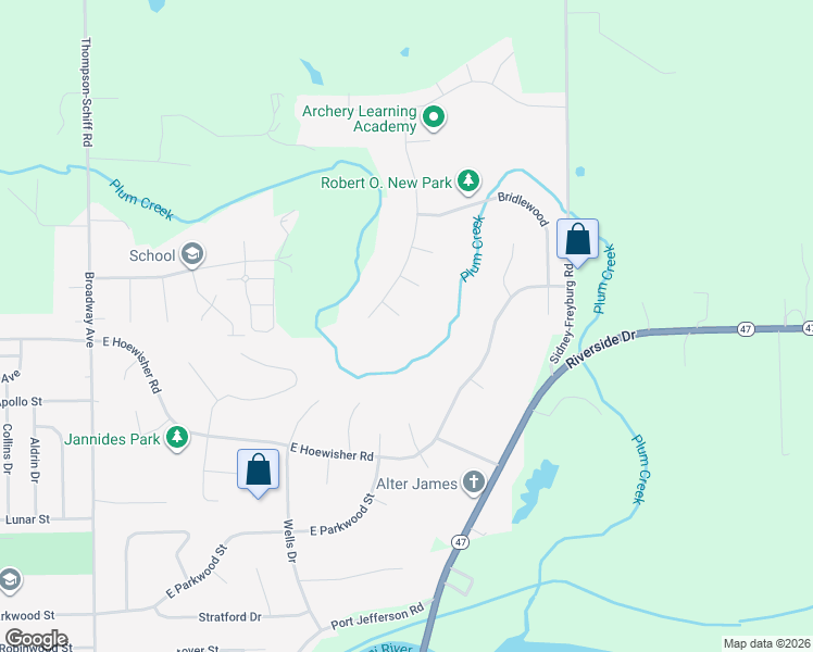 map of restaurants, bars, coffee shops, grocery stores, and more near 1223 Marvin Gene Court in Sidney