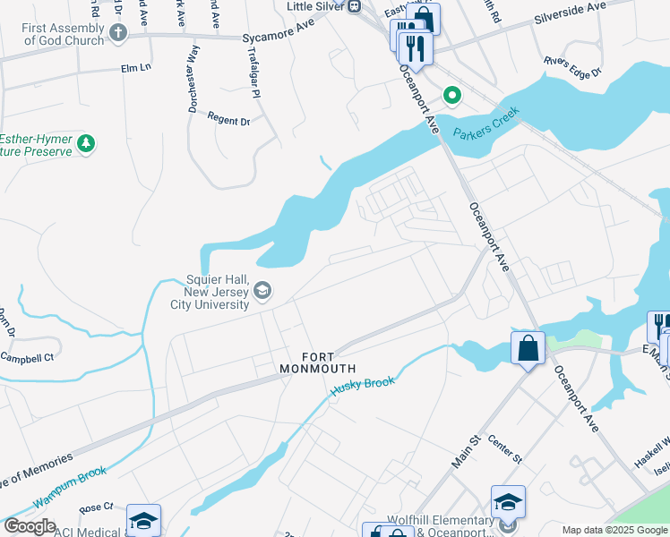 map of restaurants, bars, coffee shops, grocery stores, and more near 34 Russel Avenue in Oceanport