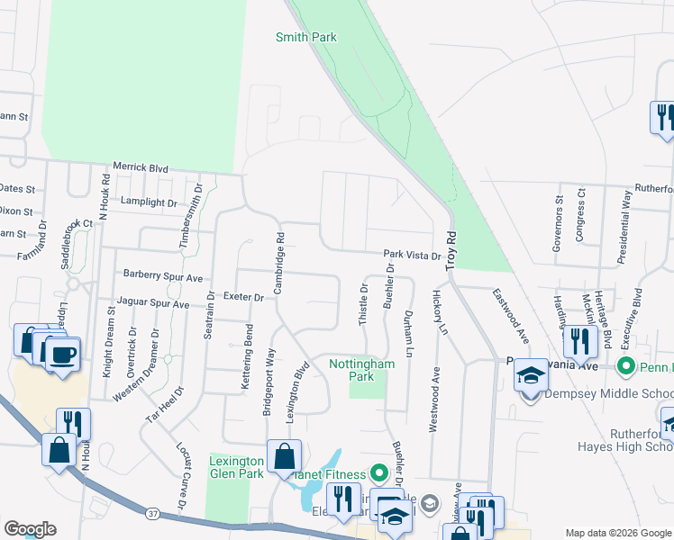 map of restaurants, bars, coffee shops, grocery stores, and more near 519 Ablemarle Circle in Delaware