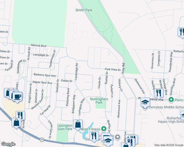 map of restaurants, bars, coffee shops, grocery stores, and more near 519 Ablemarle Circle in Delaware