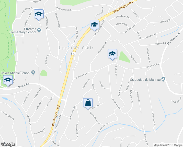 map of restaurants, bars, coffee shops, grocery stores, and more near 130 Johnston Road in Pittsburgh