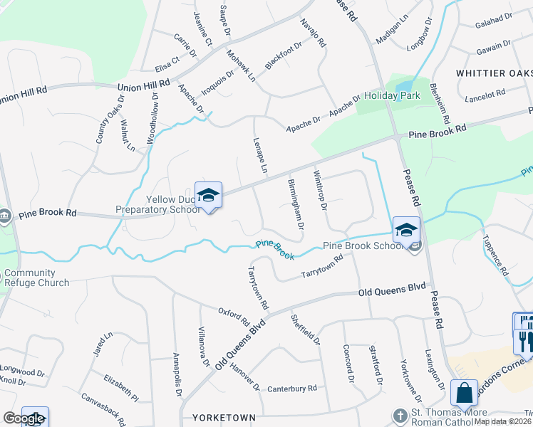 map of restaurants, bars, coffee shops, grocery stores, and more near 10 Portsmouth Road in Manalapan Township