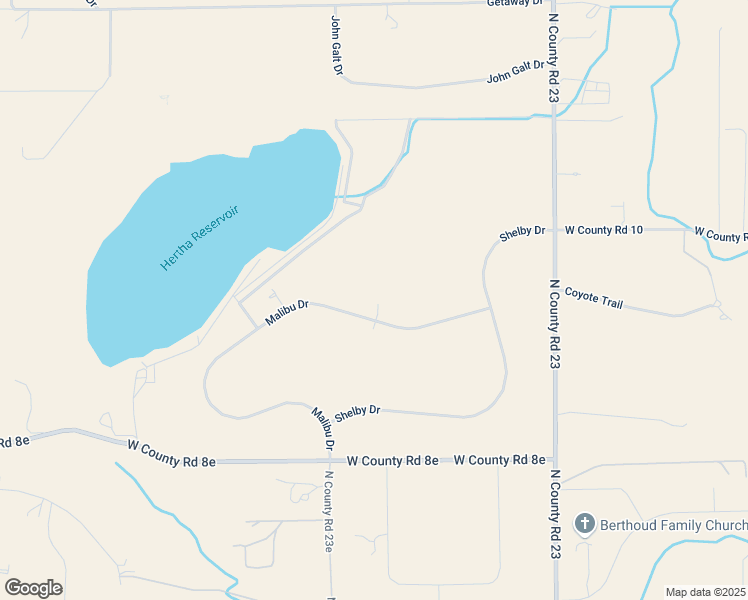 map of restaurants, bars, coffee shops, grocery stores, and more near 4526 Malibu Drive in Berthoud