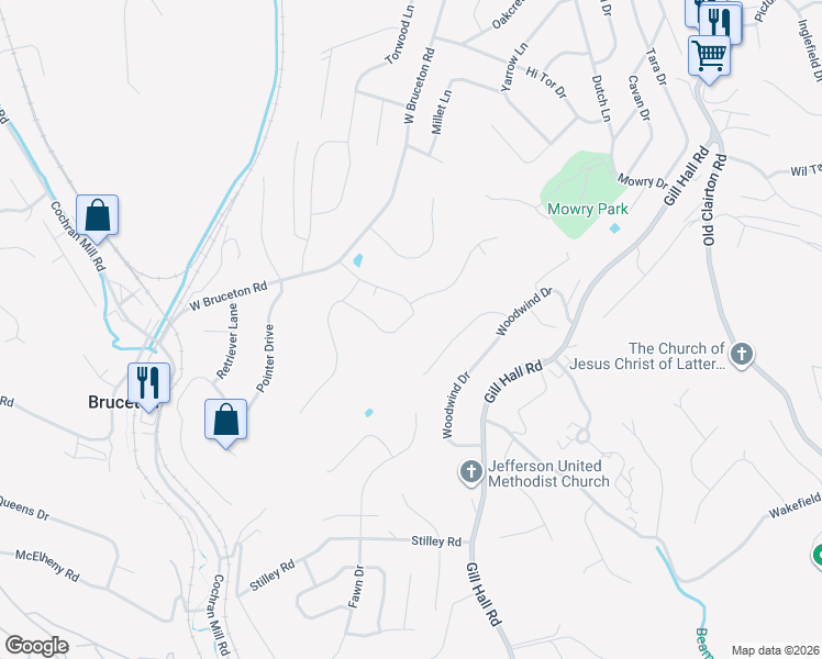 map of restaurants, bars, coffee shops, grocery stores, and more near 325 Hunters Field Circle in Clairton