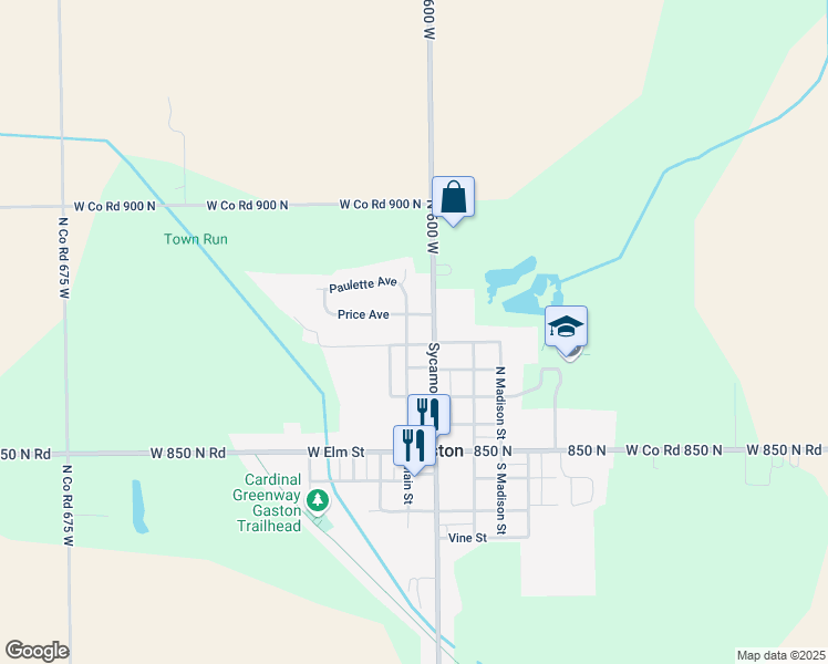 map of restaurants, bars, coffee shops, grocery stores, and more near Mc Kinley Street in Gaston