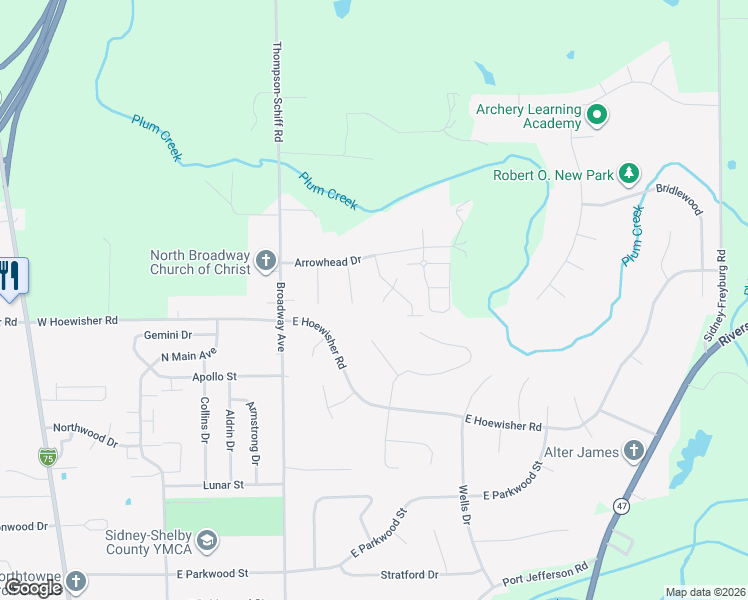 map of restaurants, bars, coffee shops, grocery stores, and more near 2610 Tomahawk Court in Sidney