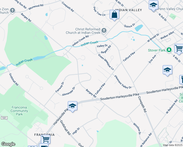 map of restaurants, bars, coffee shops, grocery stores, and more near 324 Elmwood Lane in Telford
