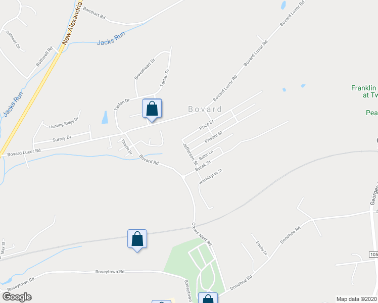 map of restaurants, bars, coffee shops, grocery stores, and more near 200 Prisani Street in Greensburg