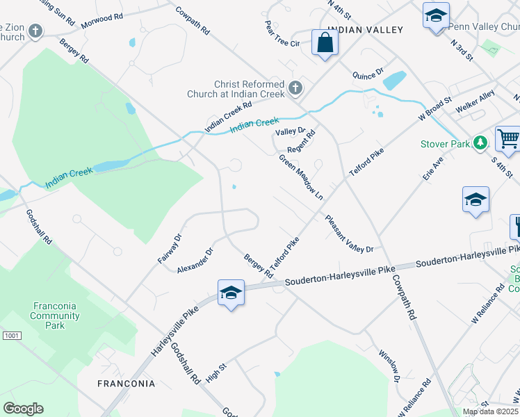 map of restaurants, bars, coffee shops, grocery stores, and more near 324 Elmwood Lane in Telford